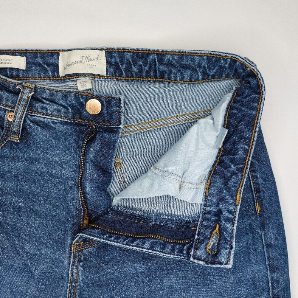 Universal Thread Womens Jeans 6/28R High Rise Slim Straight Distressed Denim - Picture 8 of 16